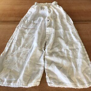 Cloth & Stone Wide Leg Barrel 100% Linen Pants Women M White Elastic Waist Boho